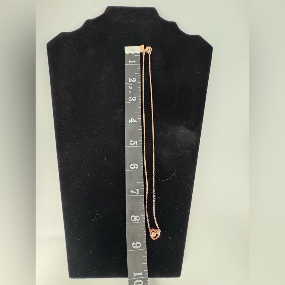 Coach rose‑gold tone heart pendant necklace, dainty chain) - Picture 7 of 7